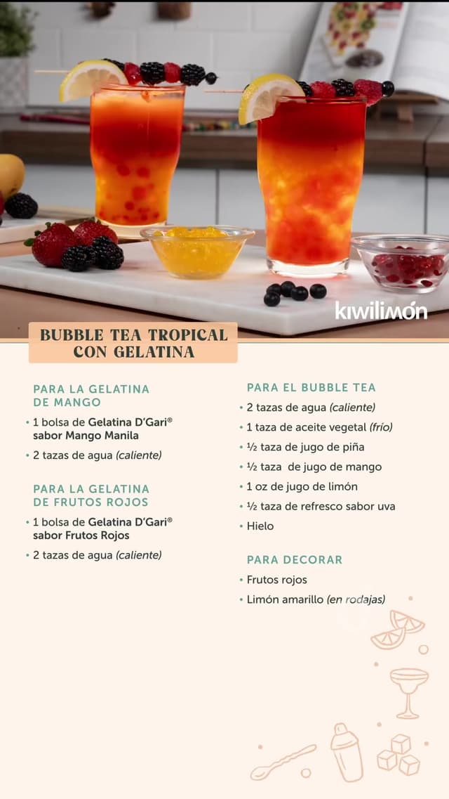 Cómo hacer Bubble Tea Tropical con D’Gari y gelatina