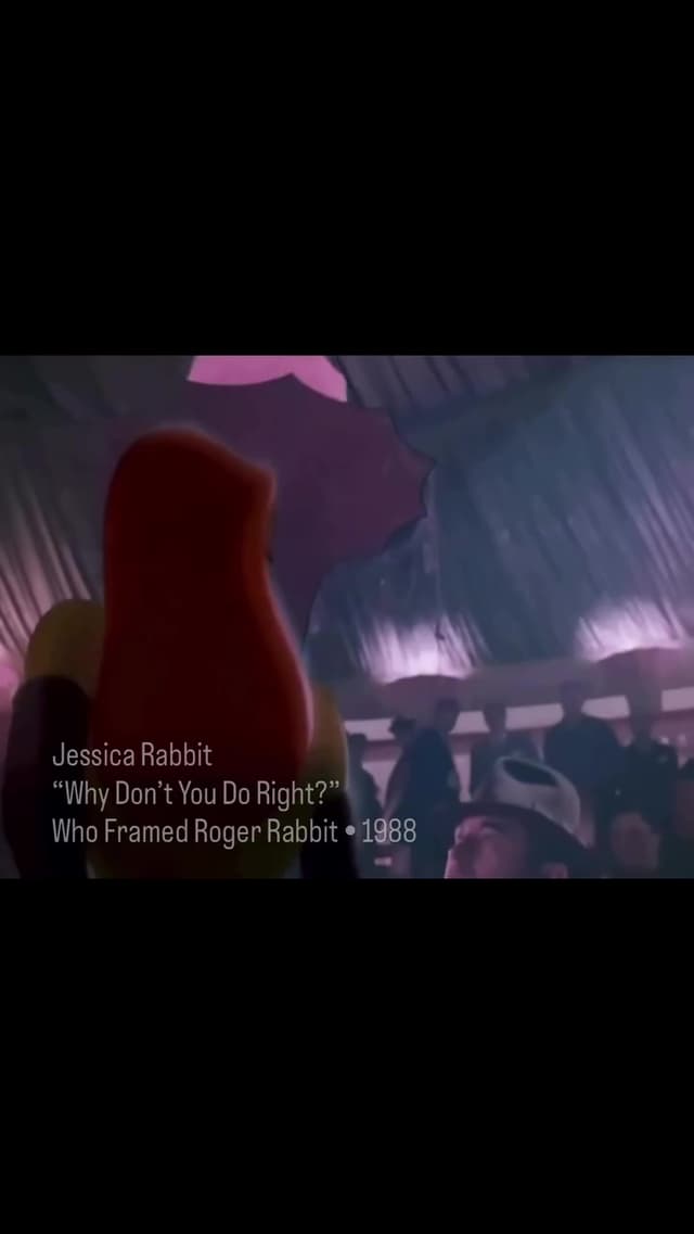 El número de Jessica Rabbit cantando 'Why Don’t You Do Right?' en 'Who Framed Roger Rabbit' (1988) fue animado como homenaje a las estrellas de Hollywood clásico. Un hito técnico y visual en la historia de la a