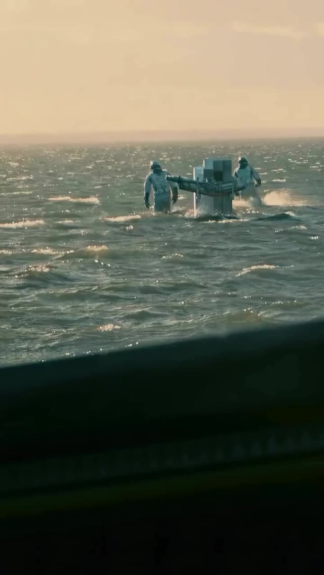 En 'Interstellar', la famosa escena del planeta cubierto de agua muestra cómo la proximidad al agujero negro Gargantúa acelera el paso del tiempo, haciendo que cada hora allí equivalga a 7 años en la Tierra.